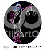 Poster, Art Print Of Lady Justice Holding Sword And Balance Oval Neon Sign