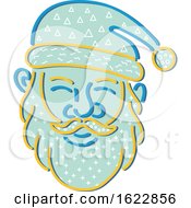 Poster, Art Print Of Santa Claus Face In Memphis Style