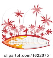 Poster, Art Print Of Giant Surfboard With Surfers And Palm Trees