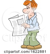 Poster, Art Print Of Cartoon White Man Reading The Newspaper