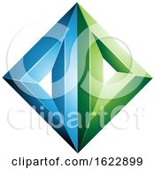 Poster, Art Print Of Blue And Green Diamond Of Triangles