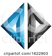 Poster, Art Print Of Black And Blue Diamond Of Triangles