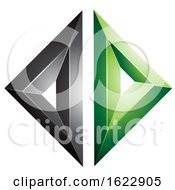 Poster, Art Print Of Black And Green Diamond Of Triangles