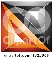 Poster, Art Print Of Black And Orange Square Made Of Triangles