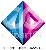 Poster, Art Print Of Blue And Magenta Diamond Of Triangles