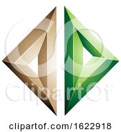 Poster, Art Print Of Beige And Green Diamond Of Triangles