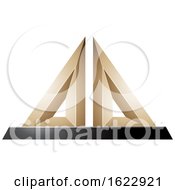 Poster, Art Print Of Beige Or Gold And Black 3d Pyramid