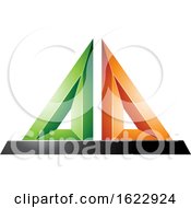 Poster, Art Print Of Green Orange And Black 3d Pyramid