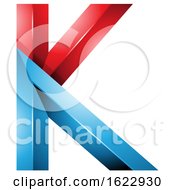Poster, Art Print Of Blue And Red 3d Geometric Letter K