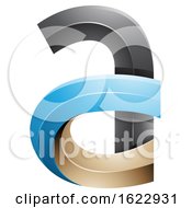 Poster, Art Print Of Blue Black And Beige 3d Curvy Letter A