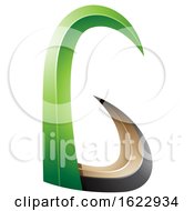 Poster, Art Print Of Green And Black 3d Horn Like Letter G