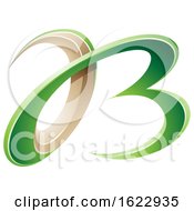 Poster, Art Print Of Green And Beige 3d Curly Letters A And B
