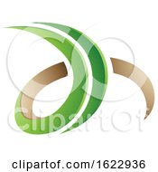 Poster, Art Print Of Green And Beige 3d Curly Letters D And H
