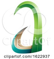Green And Turquoise 3d Horn Like Letter A