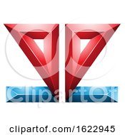 Blue And Red 3d Geometric Mirrored Letter E