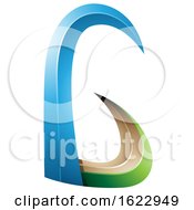 Poster, Art Print Of Blue And Green 3d Horn Like Letter G