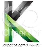 Poster, Art Print Of Black And Green 3d Geometric Letter K