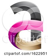 Poster, Art Print Of Black Magenta And Beige 3d Curvy Letter A