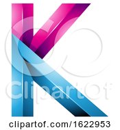 Poster, Art Print Of Blue And Magenta 3d Geometric Letter K