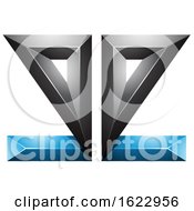 Poster, Art Print Of Blue And Black 3d Mirrored Letter E