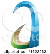 Poster, Art Print Of Blue And Green 3d Horn Like Letter A