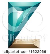 Poster, Art Print Of Turquoise And Beige 3d Geometric Letter E