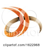 Poster, Art Print Of Orange And Beige 3d Curly Letters D And H
