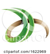 Poster, Art Print Of Green And Beige 3d Curly Letters D And H