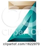 Turquoise And Beige 3d Geometric Letter A
