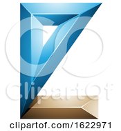 Blue And Beige 3d Geometric Letter E