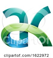Poster, Art Print Of Green And Blue 3d Curvy Letters A And K