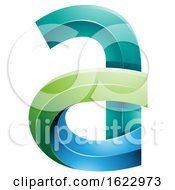 Poster, Art Print Of Green Blue And Turquoise 3d Curvy Letter A