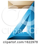 Poster, Art Print Of Blue And Beige 3d Geometric Letter A