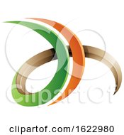 Poster, Art Print Of Green And Orange 3d Curly Letters D And H