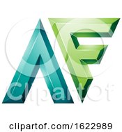 Poster, Art Print Of Turquoise And Green Dual Letters A And F