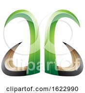Poster, Art Print Of Green And Black 3d Horn Like Letters A And G