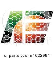 Poster, Art Print Of Green Orange And Black Honeycomb Patter Letters A And E