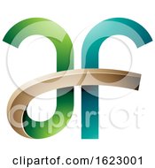 Poster, Art Print Of Green And Turquoise Curvy Letters A And F