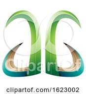 Poster, Art Print Of Green And Turquoise 3d Horn Like Letters A And G