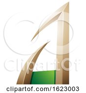 Poster, Art Print Of Green And Beige Or Gold Arrow Shaped Letter A