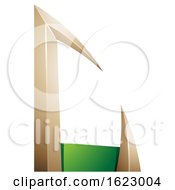 Poster, Art Print Of Green And Beige Or Gold Arrow Shaped Letter C