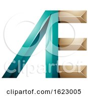 Poster, Art Print Of Turquoise And Beige Letters A And E