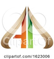 Poster, Art Print Of Orange Green And Beige Arrow Like Letters A And D