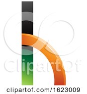Poster, Art Print Of Green And Orange Letter H With A Quarter Circle