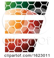 Poster, Art Print Of Black Orange And Green Honeycomb Pattern Letter E