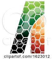 Poster, Art Print Of Black Orange And Green Honeycomb Pattern Letter A