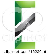 Poster, Art Print Of Green And Black Letter E With A Diagonal Line