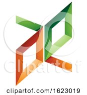 Poster, Art Print Of Green And Orange Frame Like Letters A And E