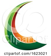 Poster, Art Print Of Green And Orange Flying Letter C