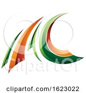 Poster, Art Print Of Green And Orange Flying Letters A And C